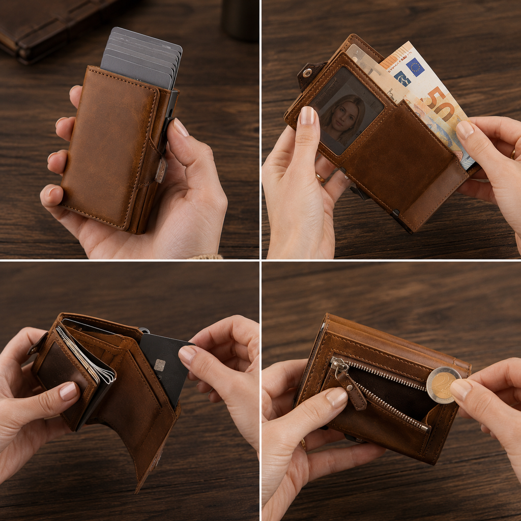 Portefeuille en cuir avec porte-cartes