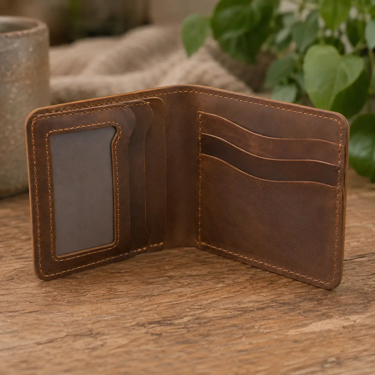 Cartes en cuir + portefeuille photo